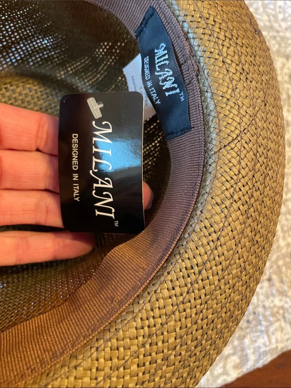 Milani Olive Straw Trilby with Black & Cream Band - Picture 8 of 8
